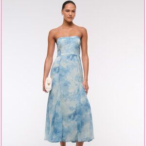 Abercrombie & Fitch Camille Strapless Godet Midi Dress